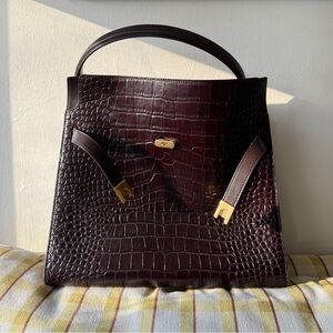 Tory Burch Lee Radziwill Croc Double Bag